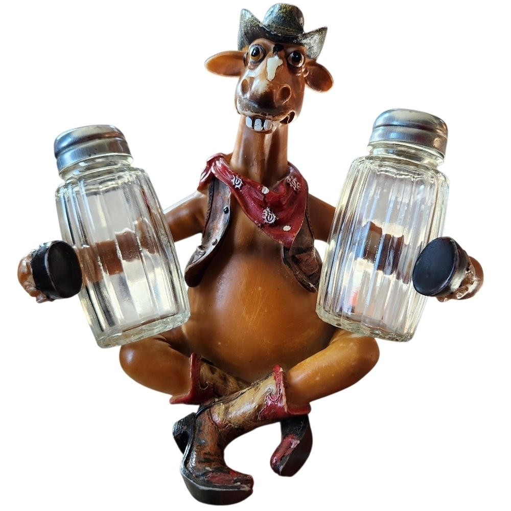Cowboy Horse Salt & Pepper Shaker Holder